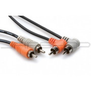 Hosa CRA-202R Stereo Interconnect, Dual RCA to Dual Right-angle RCA, 2 m